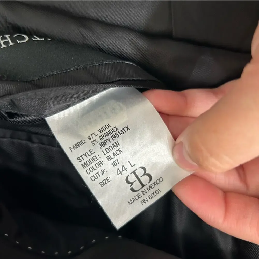 NWT‎ JB Britches Logan Black Wool Suit Jacket 44L